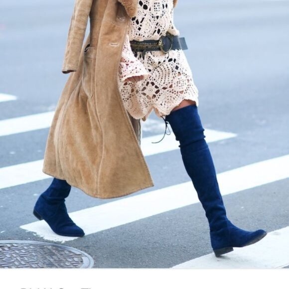 Stuart Weitzman Lowland Suede Over The Knee Boots in Blue - Sz 10M - Picture 1 of 14